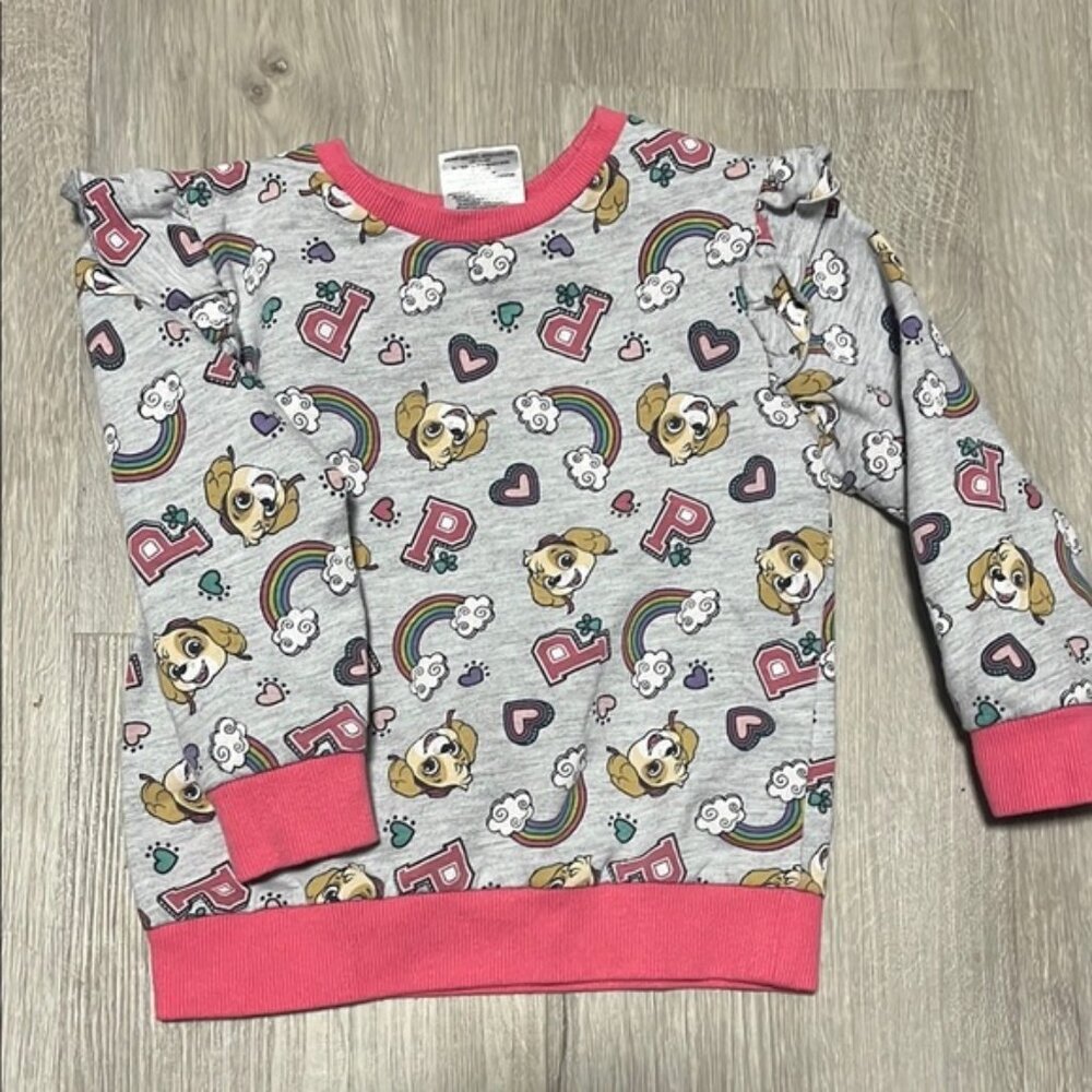 Nickelodeon Gray and Pink Paw Pateol Print Sweatshirt 2T